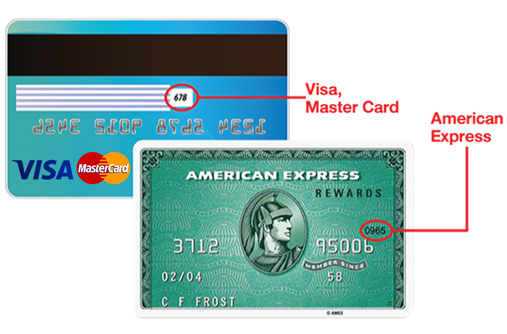 CVV numbers on VISA/Mastercard and AMEX cards